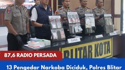 13 Pengedar Narkoba Diciduk, Polres Blitar Kota Amankan 84,8 Gram Sabu hingga Ribuan Pil Dobel L