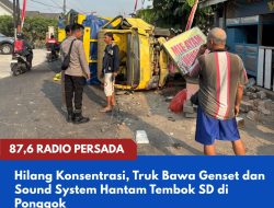 Hilang Konsentrasi, Truk Bawa Genset dan Sound System Hantam Tembok SD di Ponggok