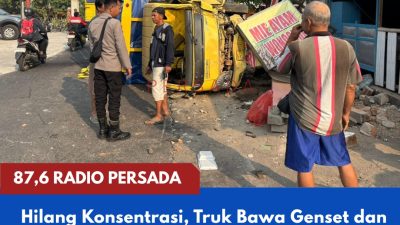 Hilang Konsentrasi, Truk Bawa Genset dan Sound System Hantam Tembok SD di Ponggok