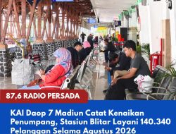 KAI Daop 7 Madiun Catat Kenaikan Penumpang, Stasiun Blitar Layani 140.340 Pelanggan Selama Agustus 2026
