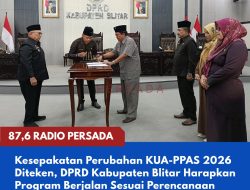 Kesepakatan Perubahan KUA-PPAS 2026 Diteken, DPRD Kabupaten Blitar Harapkan Program Berjalan Sesuai Perencanaan
