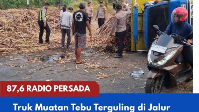 Truk Muatan Tebu Terguling di Jalur Malang-Blitar, Arus Lalu Lintas Sempat Mengalami Kemacetan
