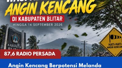 Angin Kencang Berpotensi Melanda Kabupaten Blitar hingga 14 September 2026, BMKG Minta Warga Waspada