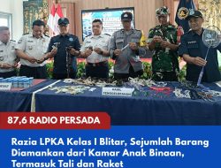 Razia LPKA Kelas I Blitar, Sejumlah Barang Diamankan dari Kamar Anak Binaan, Termasuk Tali dan Raket