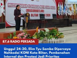 Unggul 24-20, Elim Tyu Samba Dipercaya Nahkodai KONI Kota Blitar, Pembenahan Internal dan Prestasi Jadi Prioritas