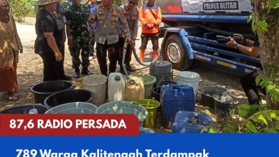 789 Warga Kalitengah Terdampak Kekeringan, BPBD Kab Blitar Bersama Polres Blitar Salurkan 12 Ribu Liter Air Bersih