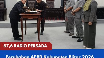 Perubahan APBD Kabupaten Blitar 2026 Disepakati, Pemkab Diminta Maksimalkan Sisa Waktu Pelaksanaan Anggaran
