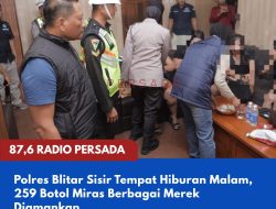 Polres Blitar Sisir Tempat Hiburan Malam, 259 Botol Miras Berbagai Merek Diamankan