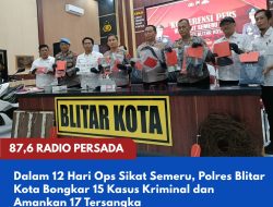 Dalam 12 Hari Ops Sikat Semeru, Polres Blitar Kota Bongkar 15 Kasus Kriminal dan Amankan 17 Tersangka