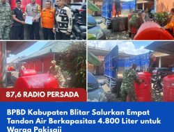 BPBD Kabupaten Blitar Salurkan Empat Tandon Air Berkapasitas 4.800 Liter untuk Warga Pakisaji
